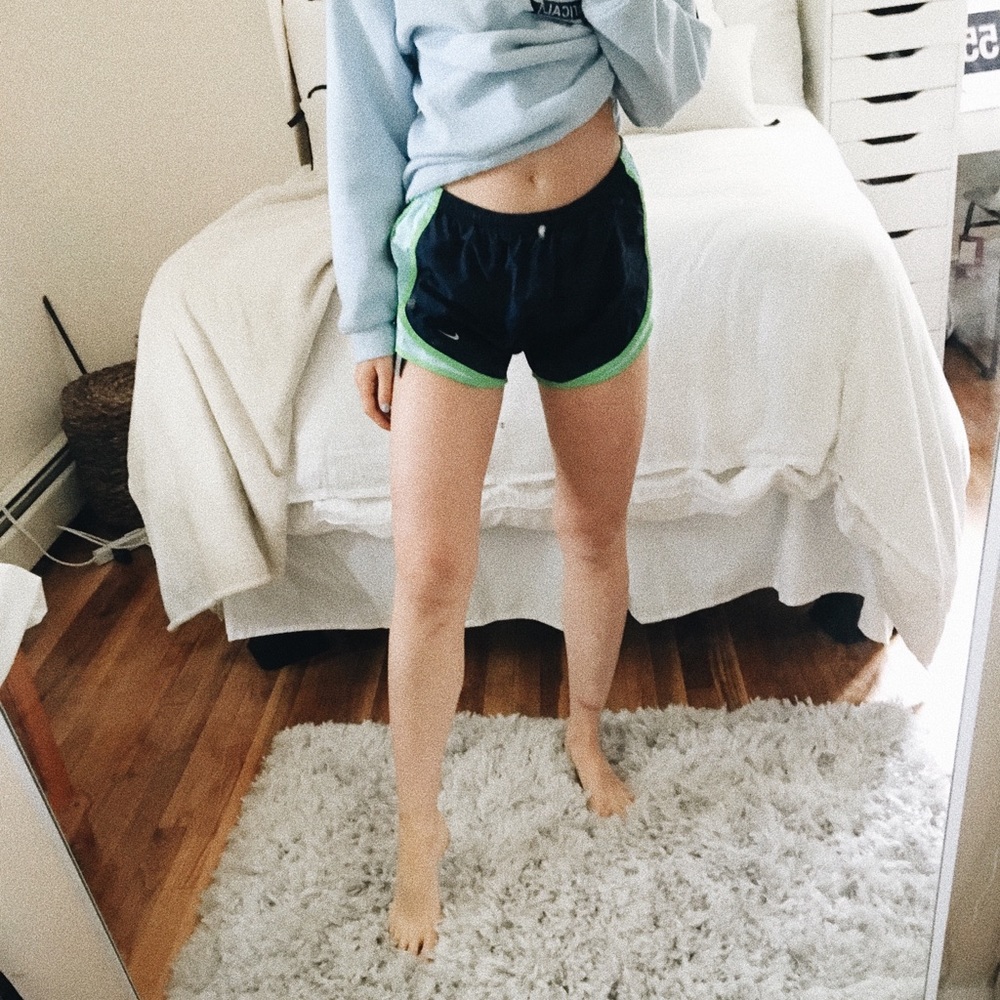 Navy and Green Nike Running Shorts